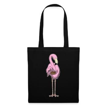 Gâteau flamant rose - Sac en tissu - noir - Devant
