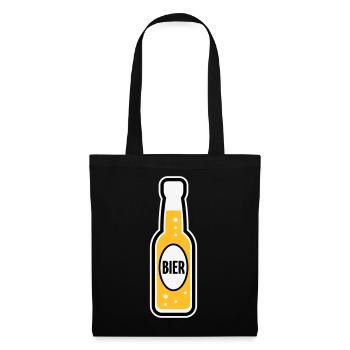 Bierflasche (Bier / Bierchen / POS 3C) - Stoffbeutel - Schwarz - Vorne