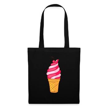 Eis Speiseeis Eiskrem Eiscreme Kugeleis Eisbecher - Stoffbeutel - Schwarz - Vorne