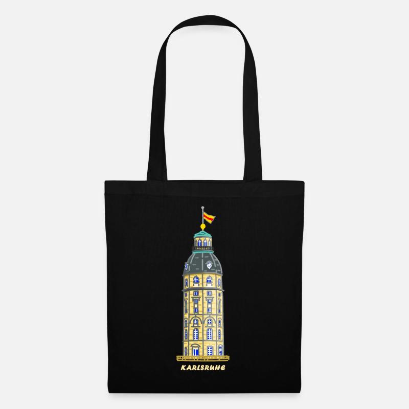 Karlsruhe, historischer Schlossturm - Stoffbeutel - Schwarz