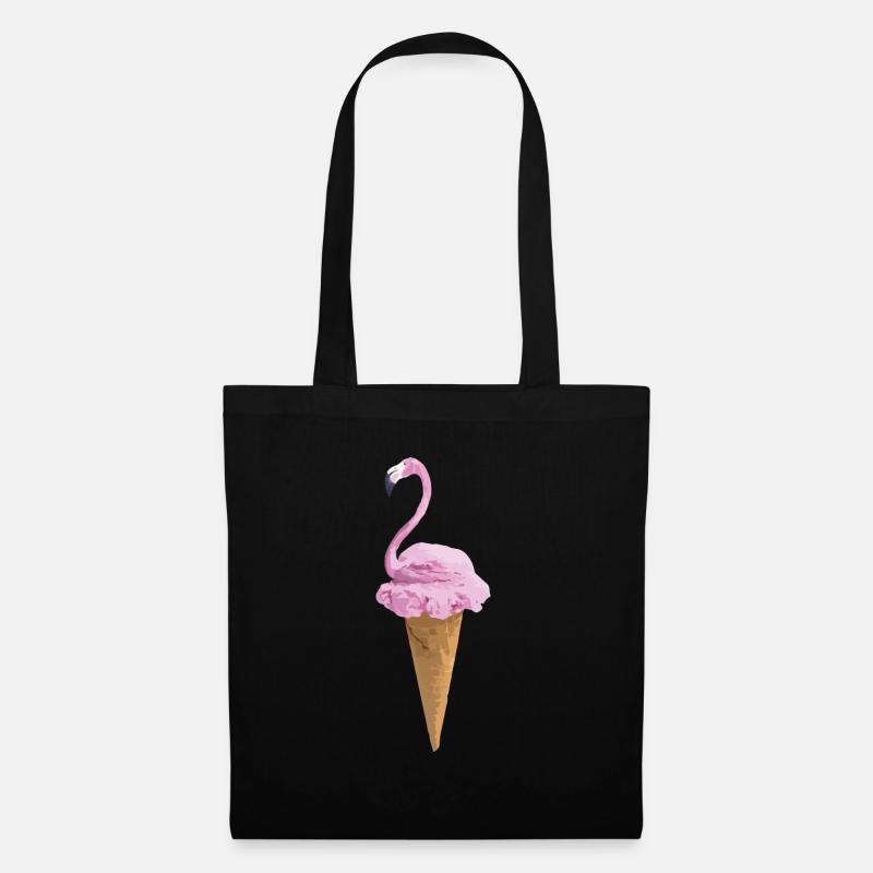 Flamingo with ice cream - Tote Bag - black