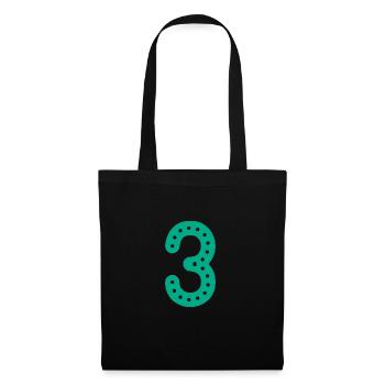 3 ANS. 3e ANNIVERSAIRE. ANNIVERSAIRE 3 ANS. 3 - Sac en tissu - noir - Devant