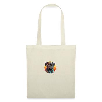 Mops Retro Farben vintage - Stoffbeutel - Natur - Vorne
