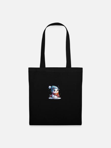 Schneemann für Kinder - Stoffbeutel - Schwarz