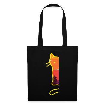 Retro Vintage Wald Retro Katze 80er minimalistisch - Stoffbeutel - Schwarz - Vorne
