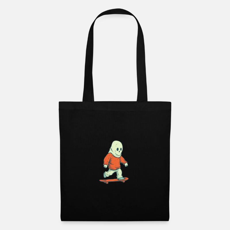 70s Cartoon Comic Style Ghost on His Skateboard - Tote Bag - black