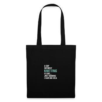 Tricoteuse Une journée sans tricoter - Sac en tissu - noir - Devant