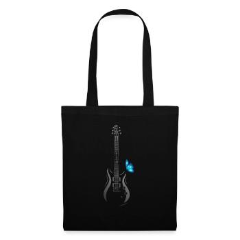Guitare avec papillon - Sac en tissu - noir - Devant