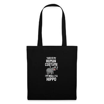 Hippo Kostüm Party Afrika Tier Geschenk NIlpferd - Stoffbeutel - Schwarz - Vorne