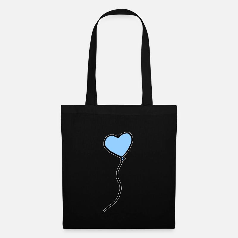 Blauer Herz Luftballon Baby Geschenkidee - Stoffbeutel - Schwarz