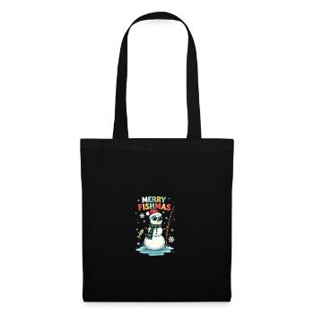 Merry Fishmas - Pêche et bonhomme de neige - Sac en tissu - noir - Devant