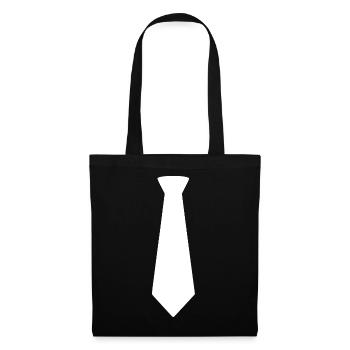 Minimalistische Krawatten-Silhouette - Stoffbeutel - Schwarz - Vorne