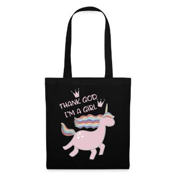Dieu merci, je suis une fille - licorne - Sac en tissu - noir - Devant