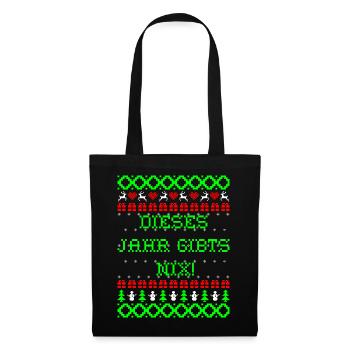Lustiger Ugly Sweater Weihnachten X-Mas Geschenk - Stoffbeutel - Schwarz - Vorne