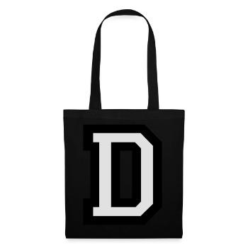 Lettre D en deux couleurs - Sac en tissu - noir - Devant