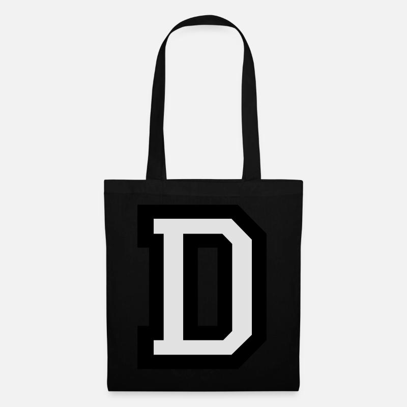 Buchstabe D - Stoffbeutel - Schwarz