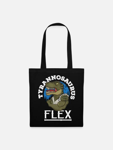 Tyrannosaurus flex muscle bodybuilding Dino T-Rex - Tote Bag - black