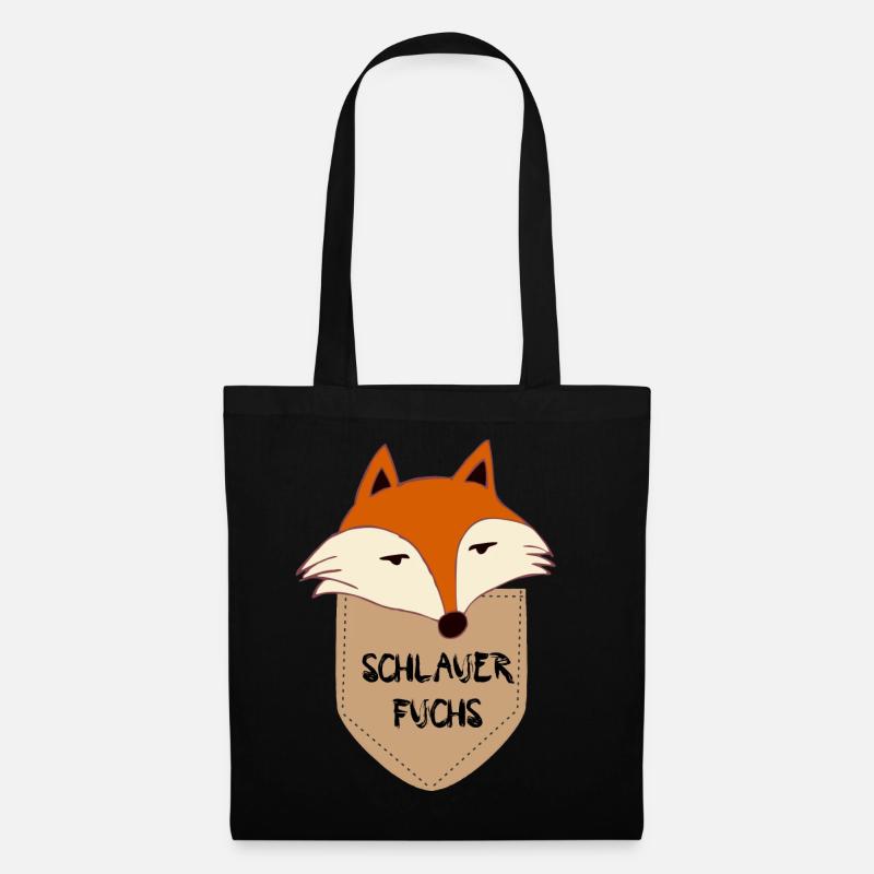 Schlauer Fuchs in Tasche - Stoffbeutel - Schwarz