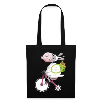 Cute sheep with bike - Tote Bag - black - Front