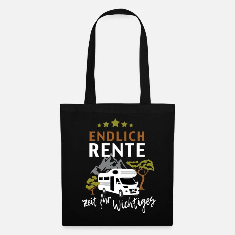 Endlich Rente Wohnmobil Camping Geschenk Shirt - Stoffbeutel - Schwarz
