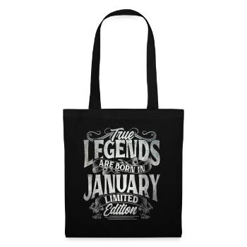 True Legends Are Born In January - Stoffbeutel - Schwarz - Vorne