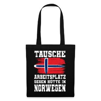 Tausche Arbeitsplatz Gegen Hütte In Norwegen - Stoffbeutel - Schwarz - Vorne