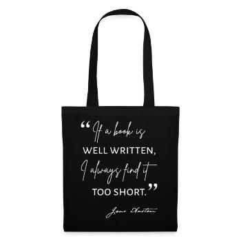 Avid Reader II - Citation de Jane Austen - Sac en tissu - noir - Devant