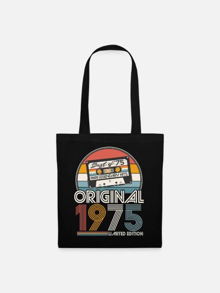 1975 Vintage Jahrgang Geburtstag Retro Geschenk - Stoffbeutel - Schwarz