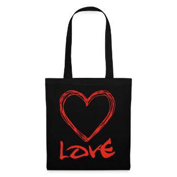 red graffiti heart - Tote Bag - black - Front