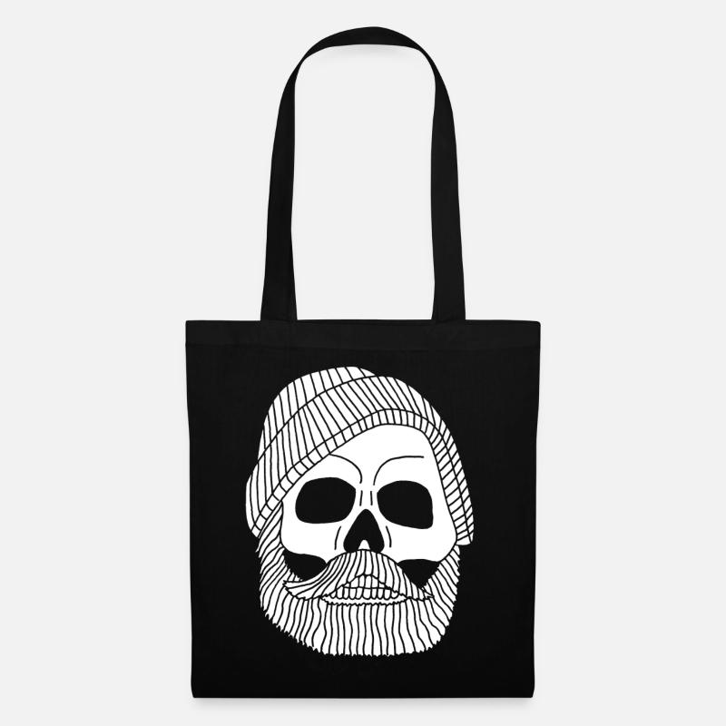 Crâne de marin pêcheur blanc - Sac en tissu - noir