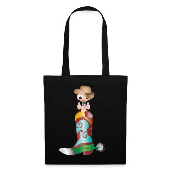 small earthworm as a cowboy in a western boot - Tote Bag - black - Front