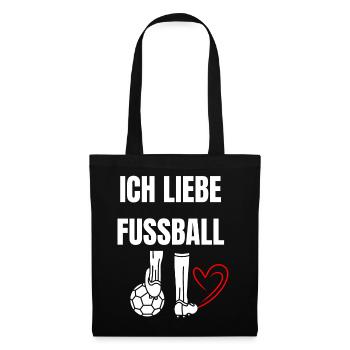 Ich liebe Fußball Herzdesign - Stoffbeutel - Schwarz - Vorne