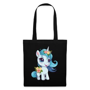 Licorne Fleurs Magie Fantaisie Dessin Animé Art Coloré - Sac en tissu - noir - Devant