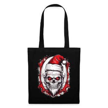 Totenkopf Weihnachtsmann - Stoffbeutel - Schwarz - Vorne