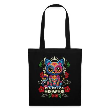 Dia De los Muertos Meowtos Cat Colorful Flowers - Tote Bag - black - Front