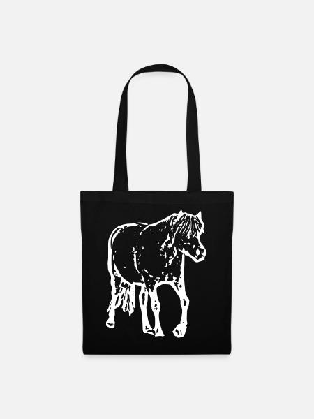 weißes Pferd weiß Pferde T-shirt Geschenk Reiter - Stoffbeutel - Schwarz
