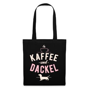 Kaffee und Dackel Hunde Spruch Dachshund Teckel - Stoffbeutel - Schwarz - Vorne