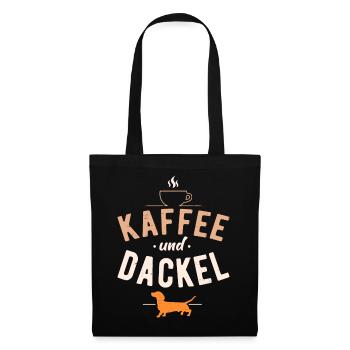 Kaffee und Dackel Hunde Spruch Dachshund Teckel - Stoffbeutel - Schwarz - Vorne