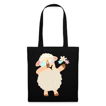 Flower Wreath Sheep Illustration - Tote Bag - black - Front