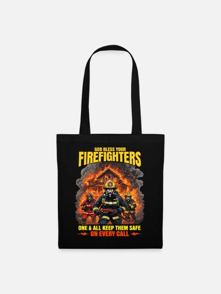 Gott segne die Feuerwehrleute Heroisches Design - Stoffbeutel - Schwarz