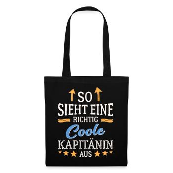 So sieht eine richtig coole Kapitänin aus - Stoffbeutel - Schwarz - Vorne