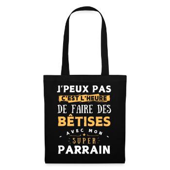 Bêtises avec mon super parrain, idée cadeau enfant - Sac en tissu - noir - Devant