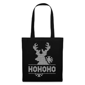 hohoho pixel Elch Weihnachten Schnee Symbol retro - Stoffbeutel - Schwarz - Vorne