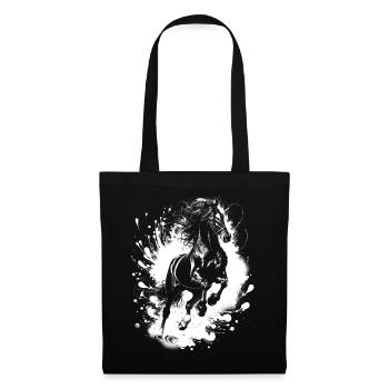 Black horse in leap with splashes of paint - Tote Bag - black - Front