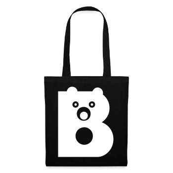 B Letter white Vectorgraphic - Stoffbeutel - Schwarz - Vorne