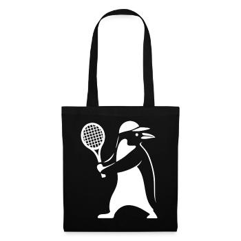 Minimalist Penguin Tennis Backhand Player - Tote Bag - black - Front