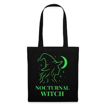 Sorcière nocturne avec lune et étoiles vertes - Sac en tissu - noir - Devant