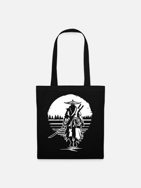 Samurai vor Sonnenuntergang - Stoffbeutel - Schwarz