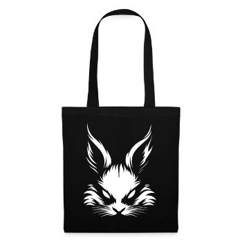 böser Hase weiß :) - Stoffbeutel - Schwarz - Vorne