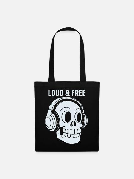 Totenkopf Kopfhörer Laut Frei - Stoffbeutel - Schwarz